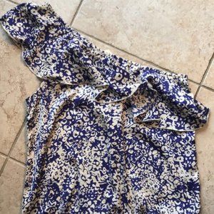One Shoulder Floral American Eagle Silk Shirt